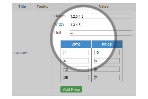 JMS Size for VirtueMart