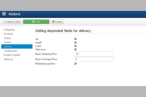 Joomla расширение JoomShopping Shippings: Calculate For Weight