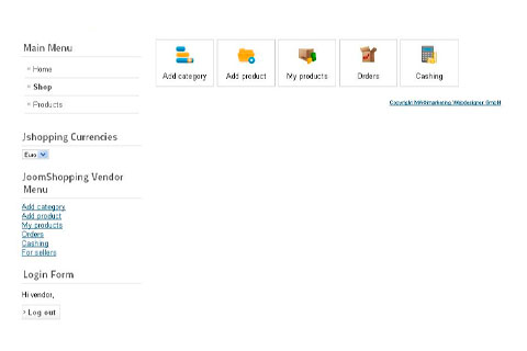 Joomla расширение JoomShopping Addons: Vendor front-end