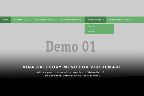 Joomla расширение Vina Category Menu for VirtueMart