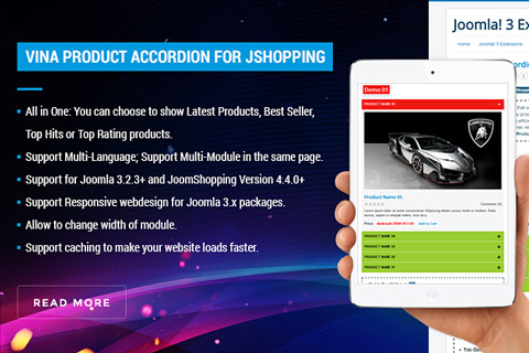 Joomla расширение Vina Product Accordion for JShopping