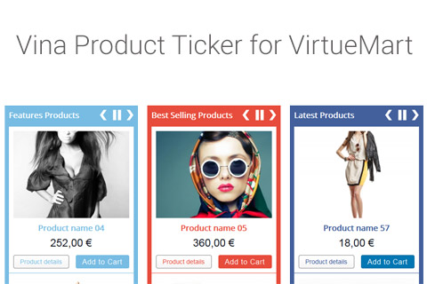 Joomla расширение Vina Product Ticker for VirtueMart