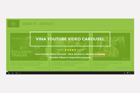 Joomla расширение Vina Youtube Video Carousel