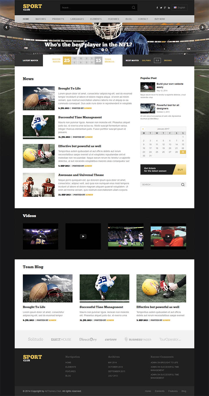 WordPress шаблон AitThemes SportClub