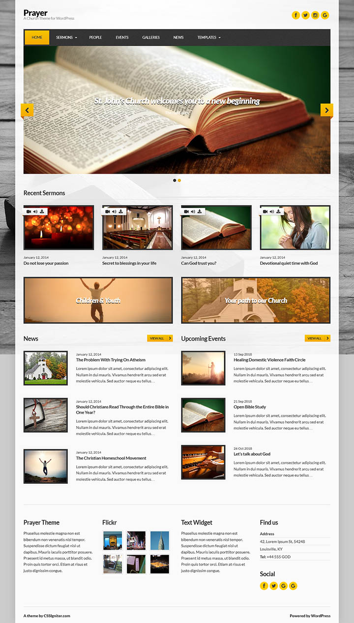 WordPress шаблон CSSIgniter Prayer
