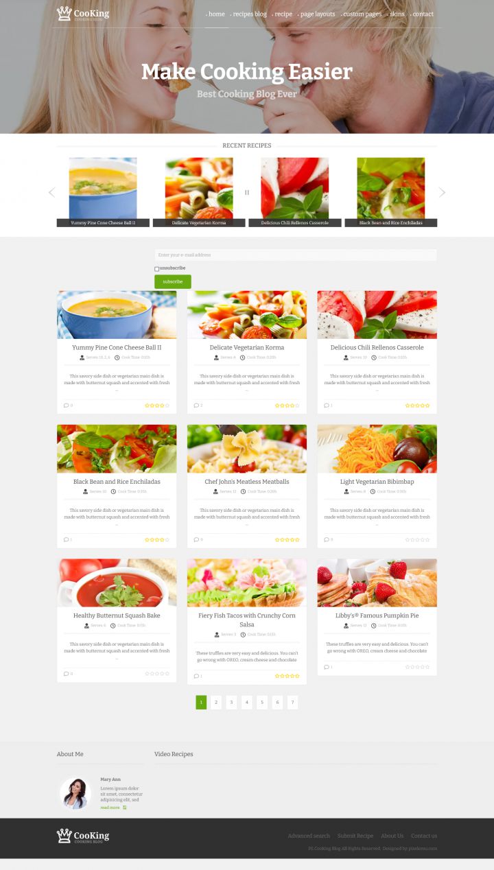 WordPress шаблон DJ-Extensions Pe Cooking Blog