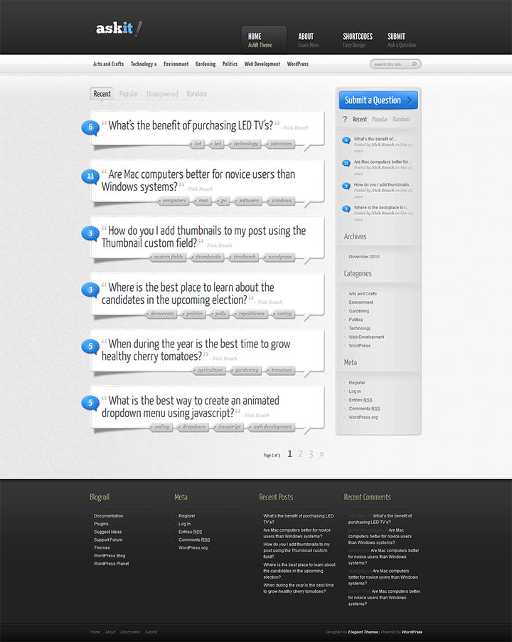 WordPress шаблон ElegantThemes AskIt