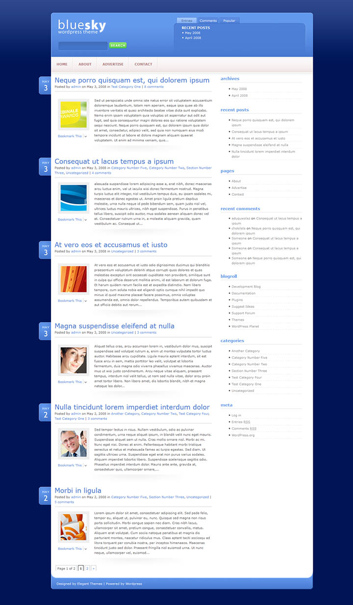 WordPress шаблон ElegantThemes BlueSky