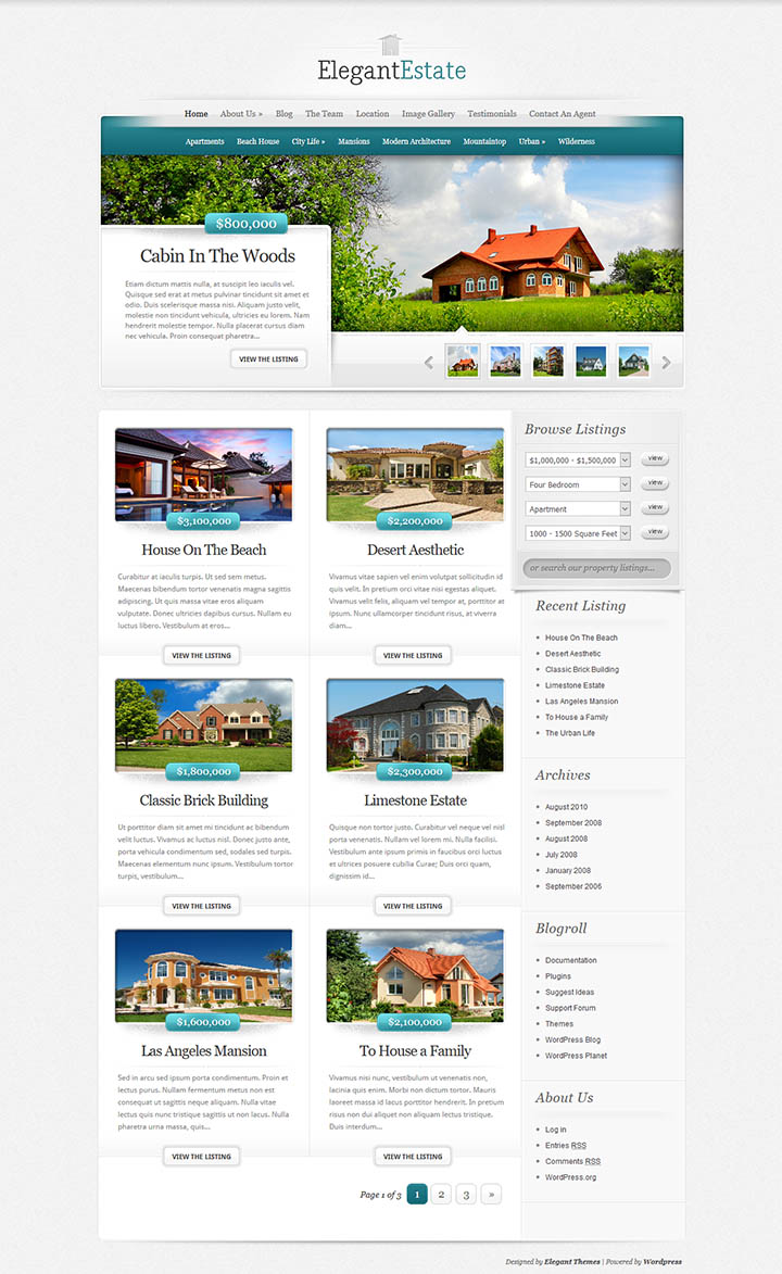 WordPress шаблон ElegantThemes ElegantEstate