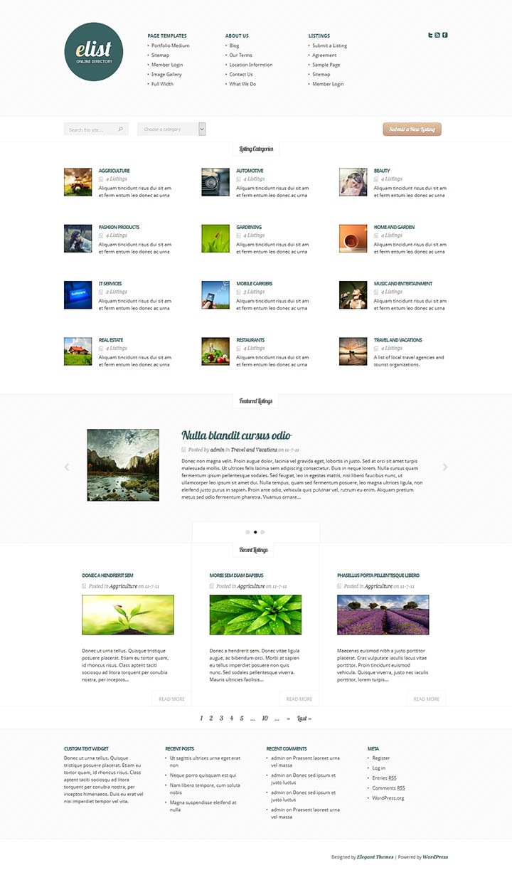 WordPress шаблон ElegantThemes eList