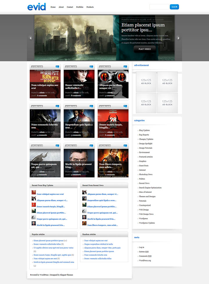 WordPress шаблон ElegantThemes eVid