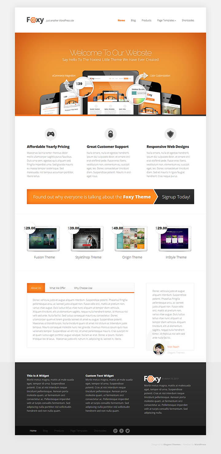 WordPress шаблон ElegantThemes Foxy