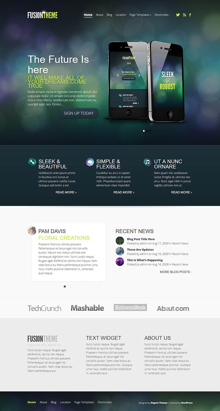 WordPress шаблон ElegantThemes Fusion