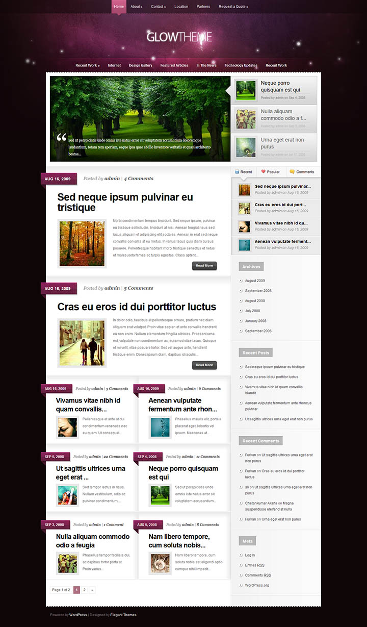 WordPress шаблон ElegantThemes Glow