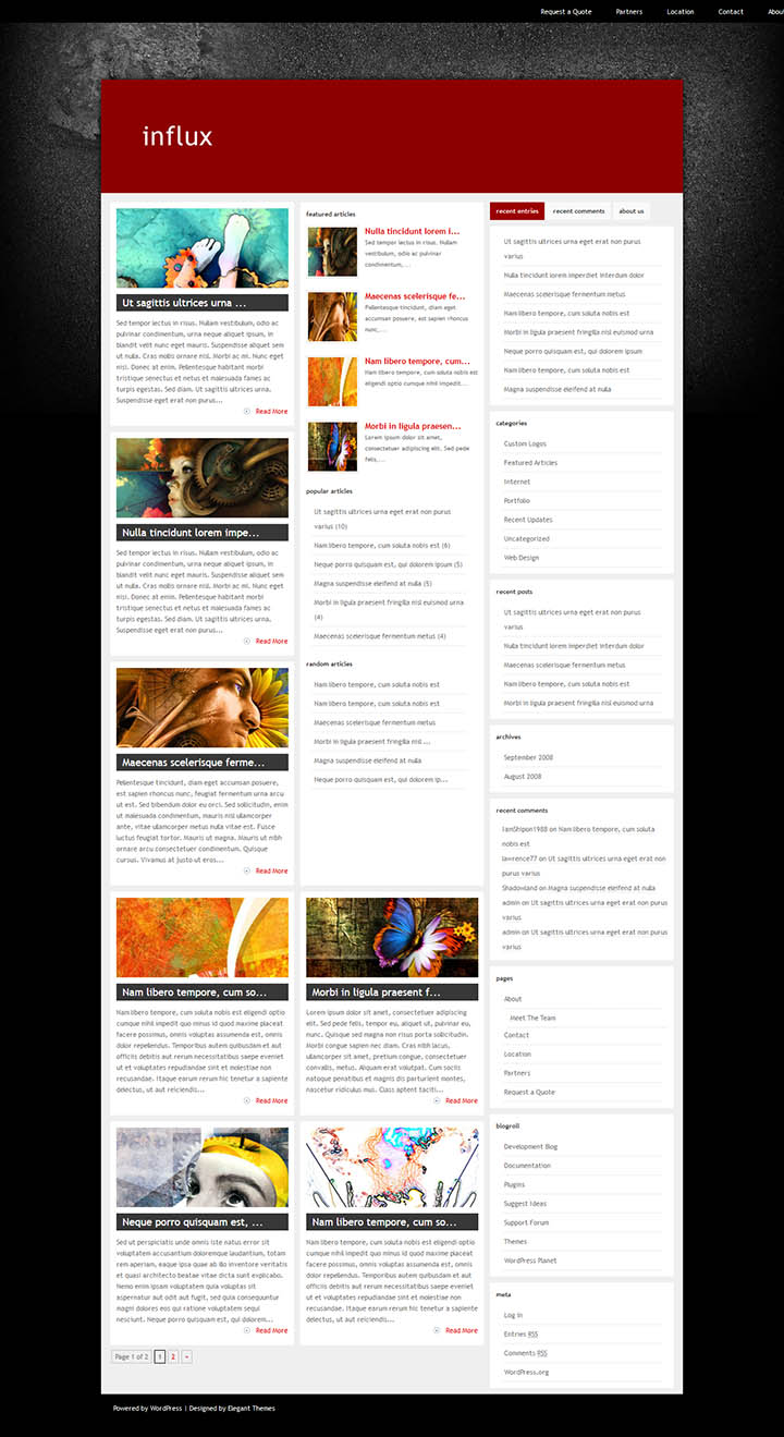 WordPress шаблон ElegantThemes Influx