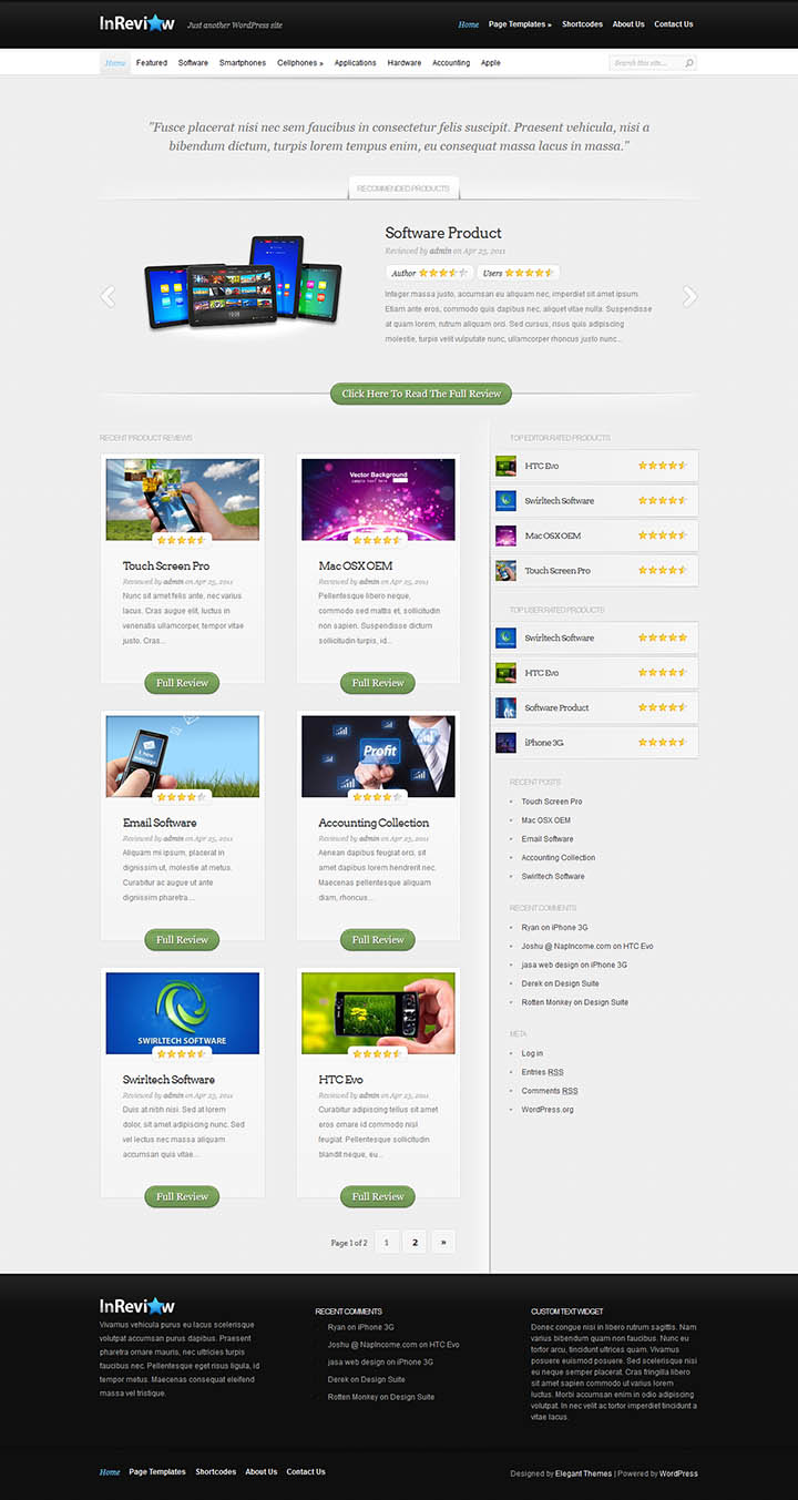 WordPress шаблон ElegantThemes InReview