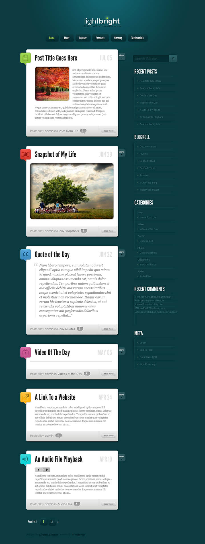 WordPress шаблон ElegantThemes LightBright