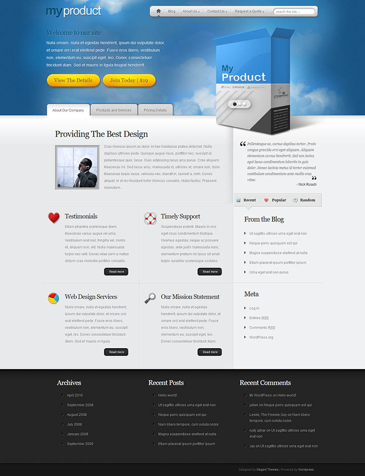 WordPress шаблон ElegantThemes MyProduct