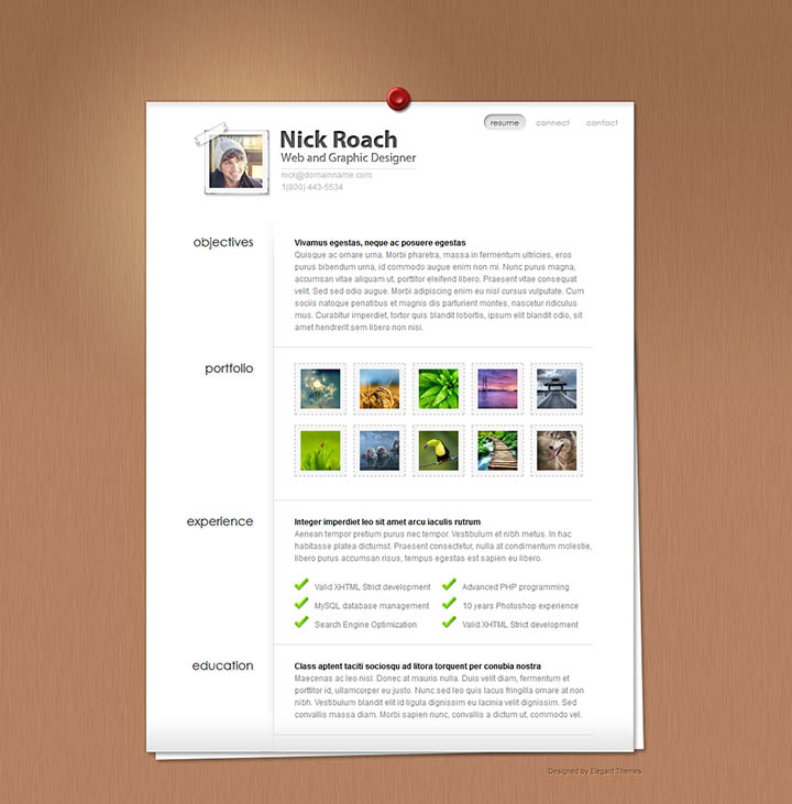 WordPress шаблон ElegantThemes MyResume