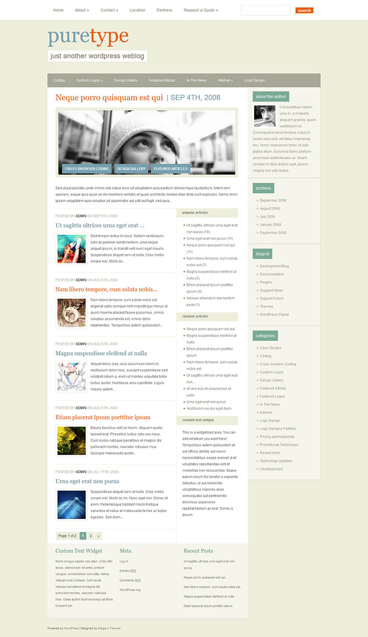 WordPress шаблон ElegantThemes PureType