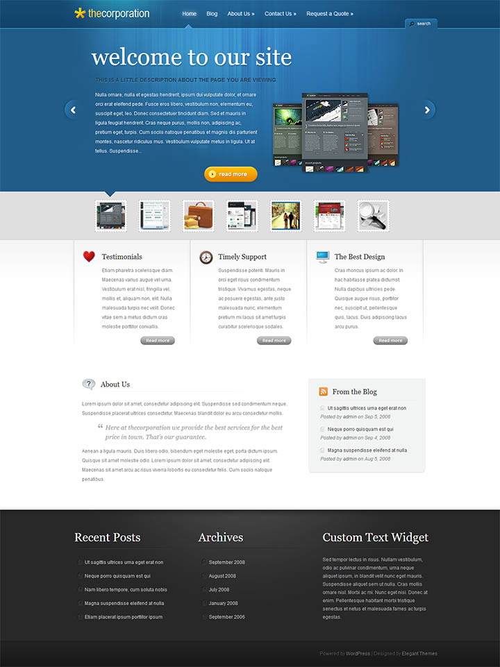 WordPress шаблон ElegantThemes The Corporation