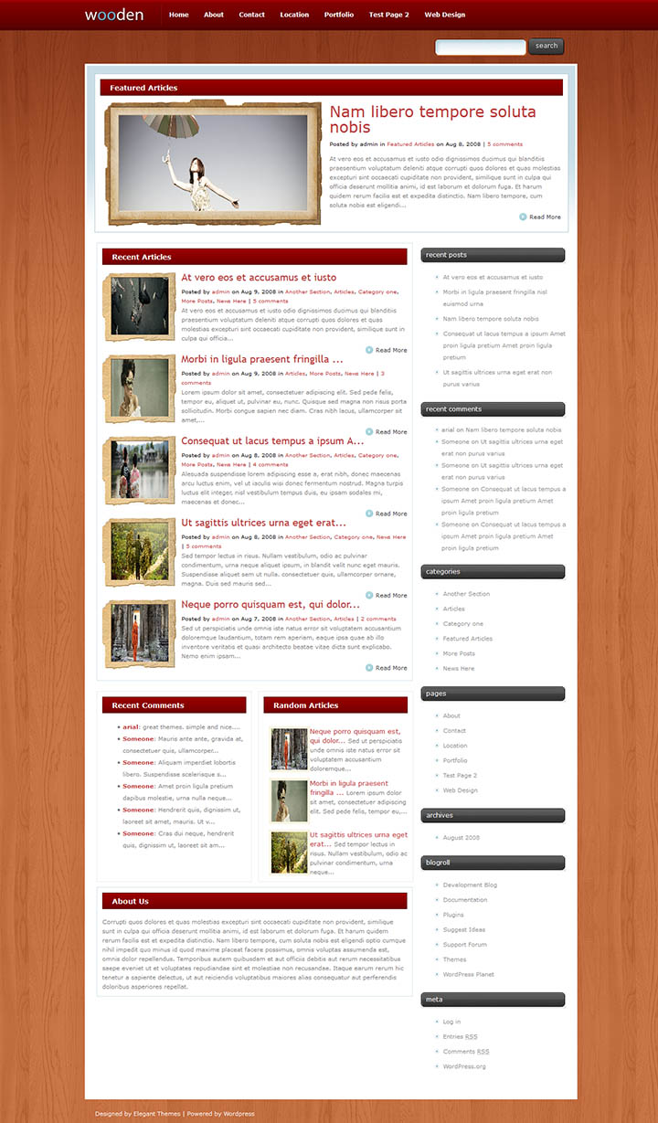 WordPress шаблон ElegantThemes Wooden
