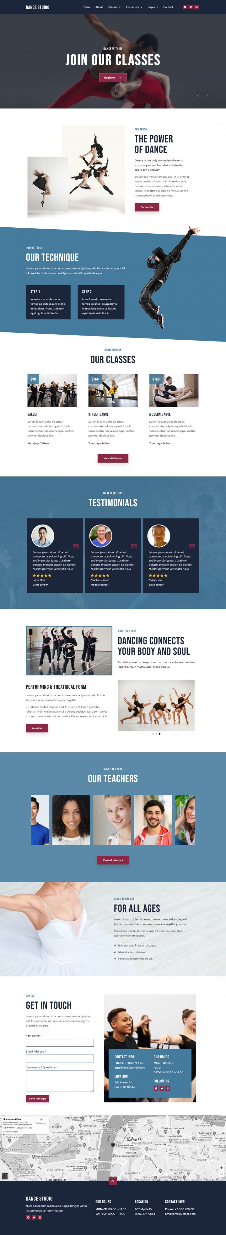 WordPress шаблон ThemeForest Dance Studio