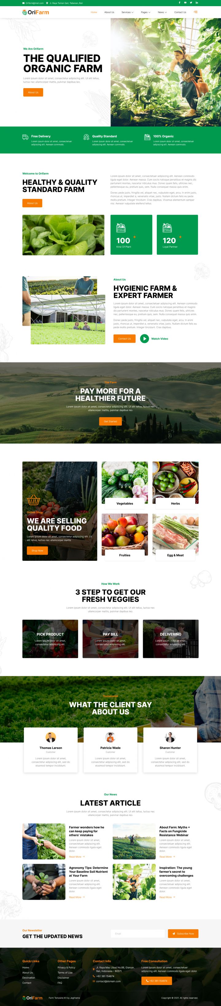 WordPress шаблон ThemeForest OriFarm