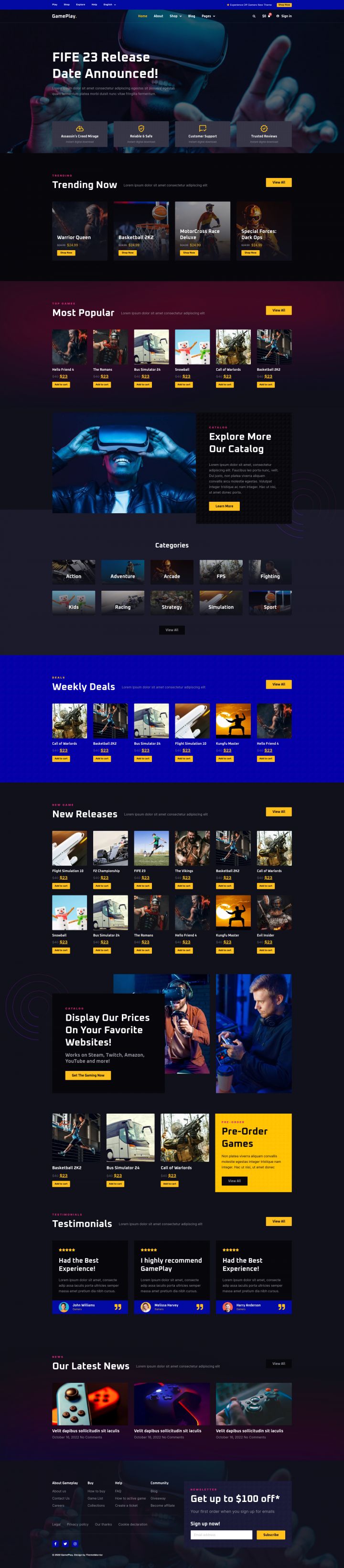 WordPress шаблон ThemeForest GamePlay