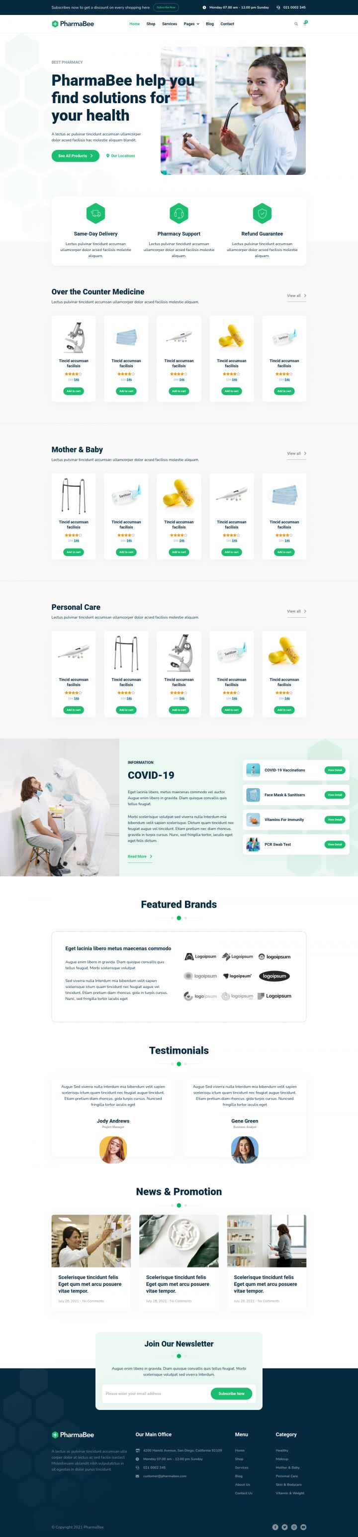WordPress шаблон ThemeForest PharmaBee