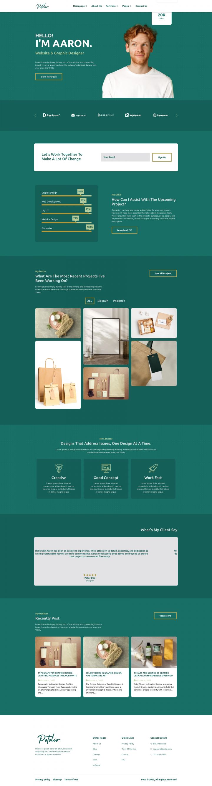 WordPress шаблон ThemeForest Potolio