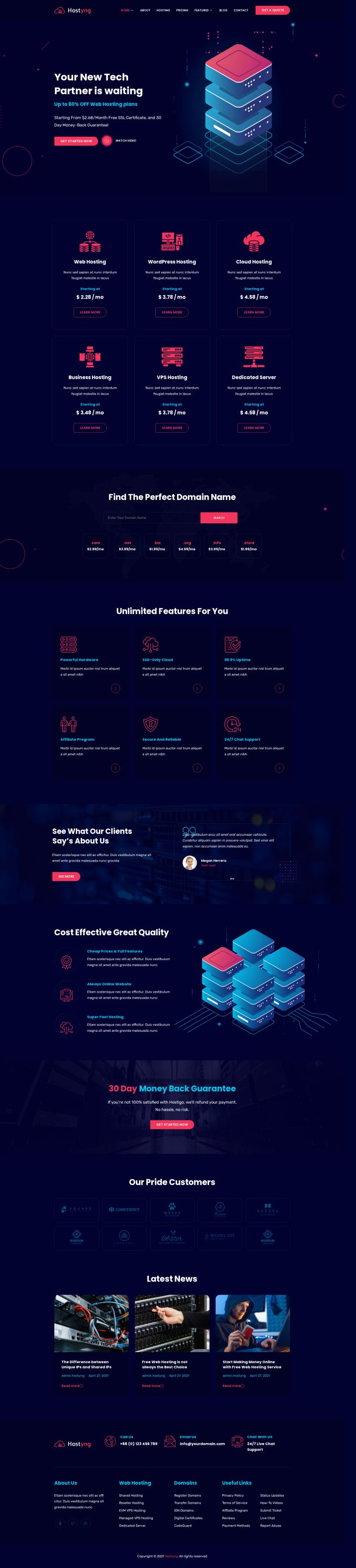 WordPress шаблон ThemeForest Hostyng