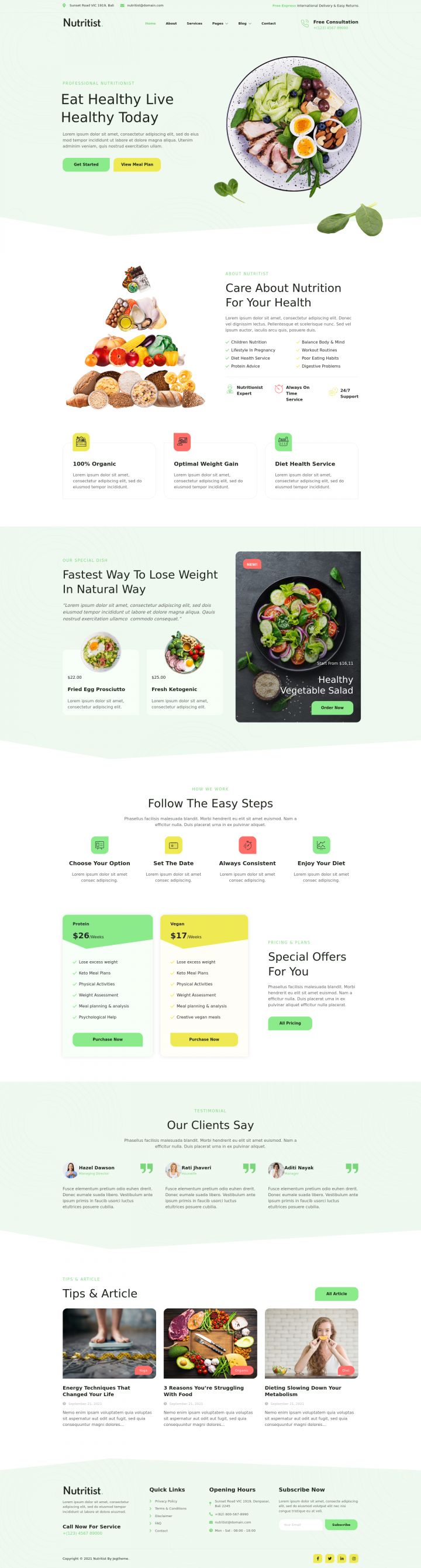 WordPress шаблон ThemeForest Nutritist
