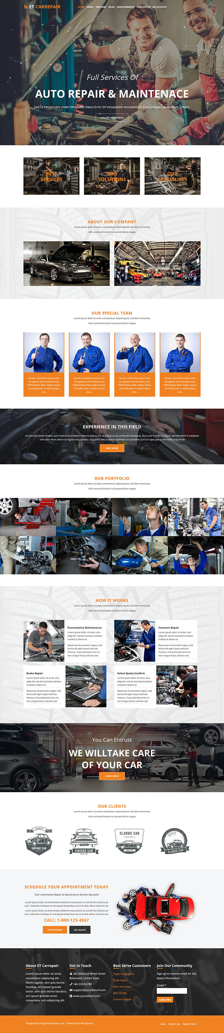 WordPress шаблон EngineTemplates CarRepair