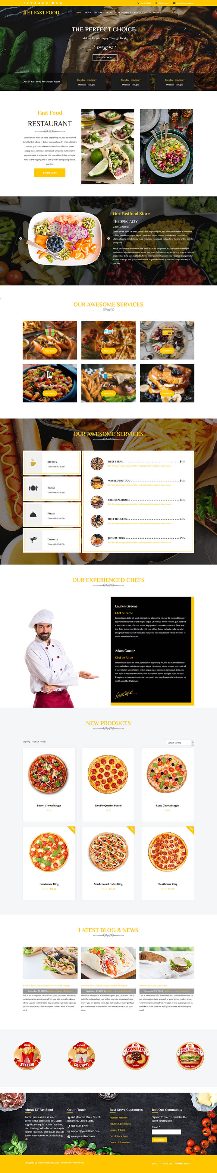 WordPress шаблон EngineTemplates FastFood