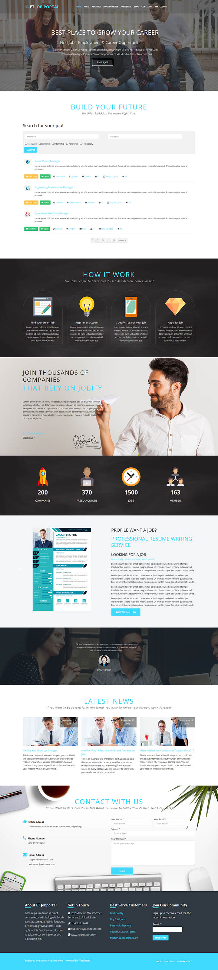 WordPress шаблон EngineTemplates Job Portal