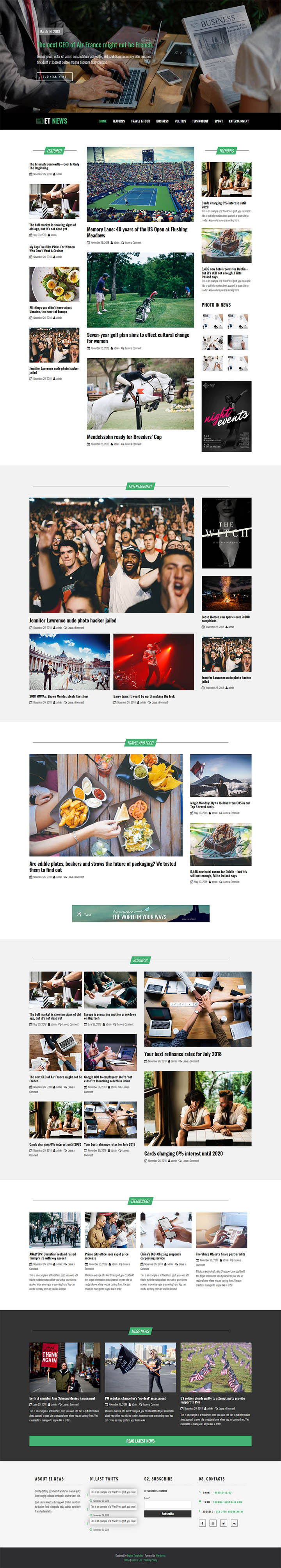 WordPress шаблон EngineTemplates News