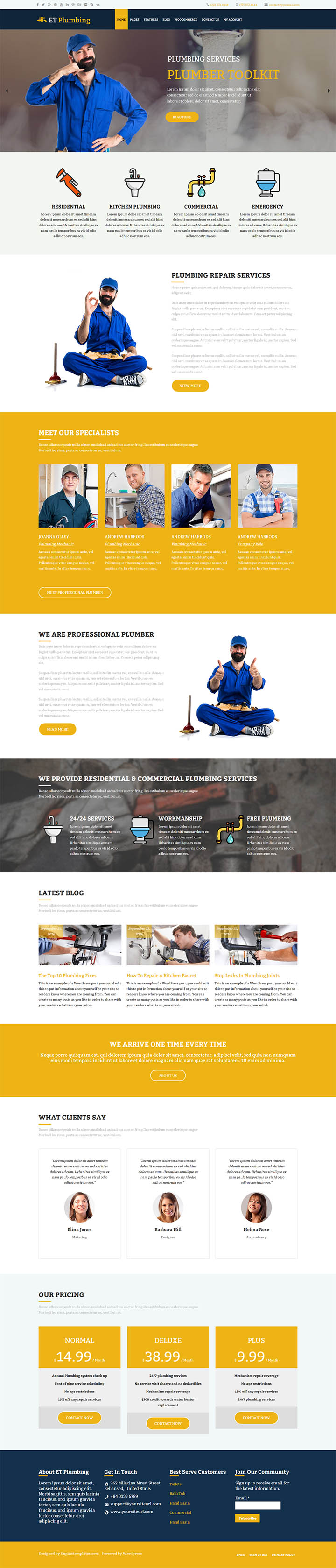 WordPress шаблон EngineTemplates Plumbing