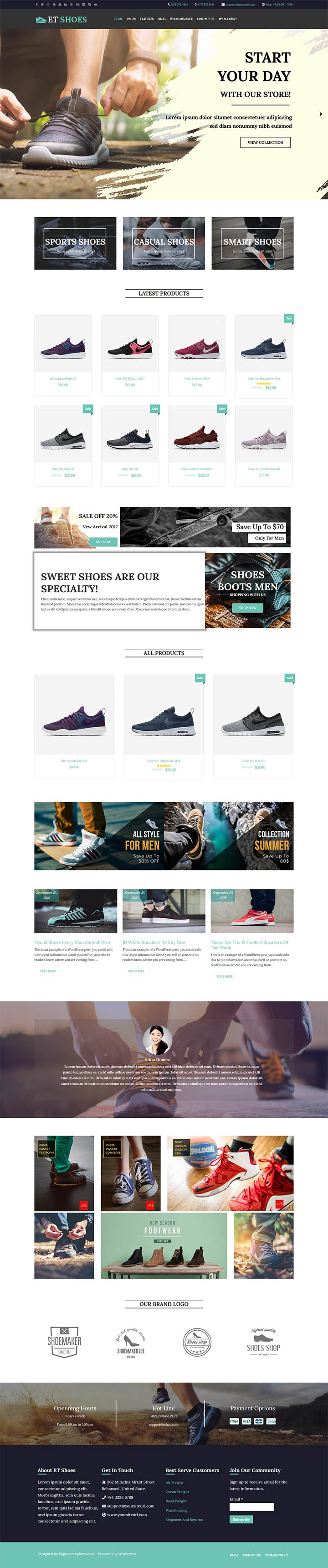 WordPress шаблон EngineTemplates Shoes