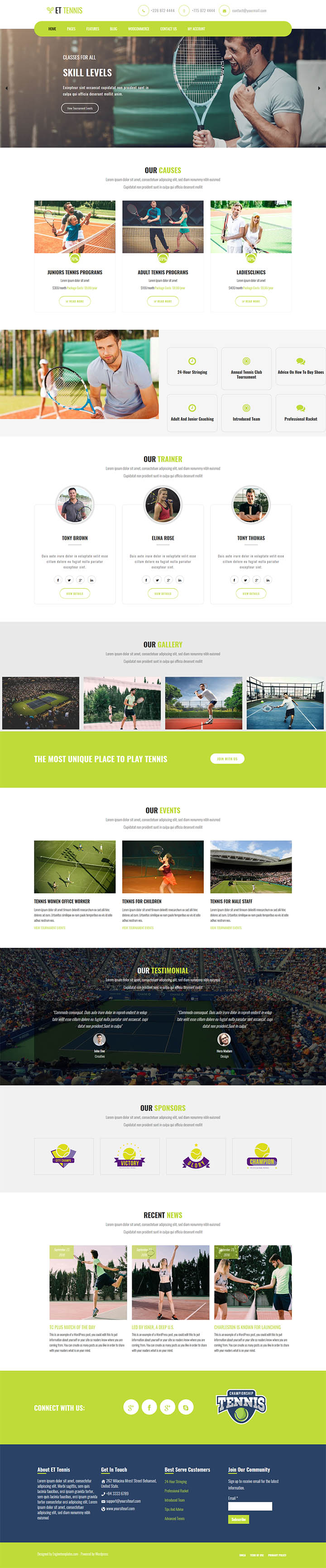 WordPress шаблон EngineTemplates Tennis