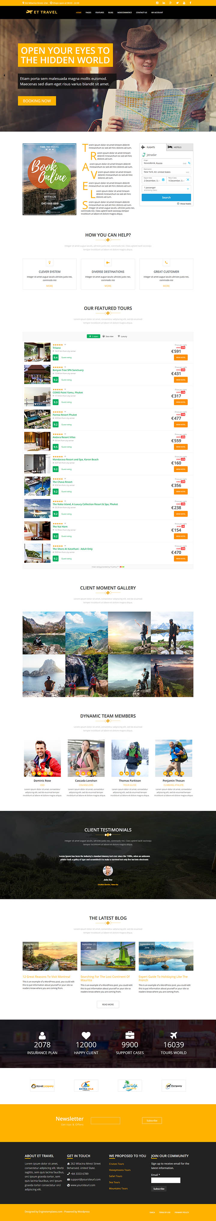 WordPress шаблон EngineTemplates Travel