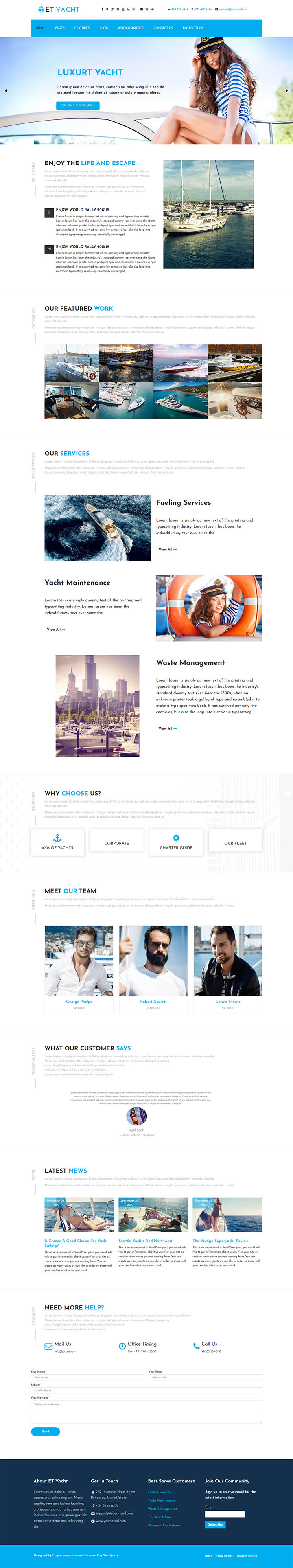 WordPress шаблон EngineTemplates Yacht