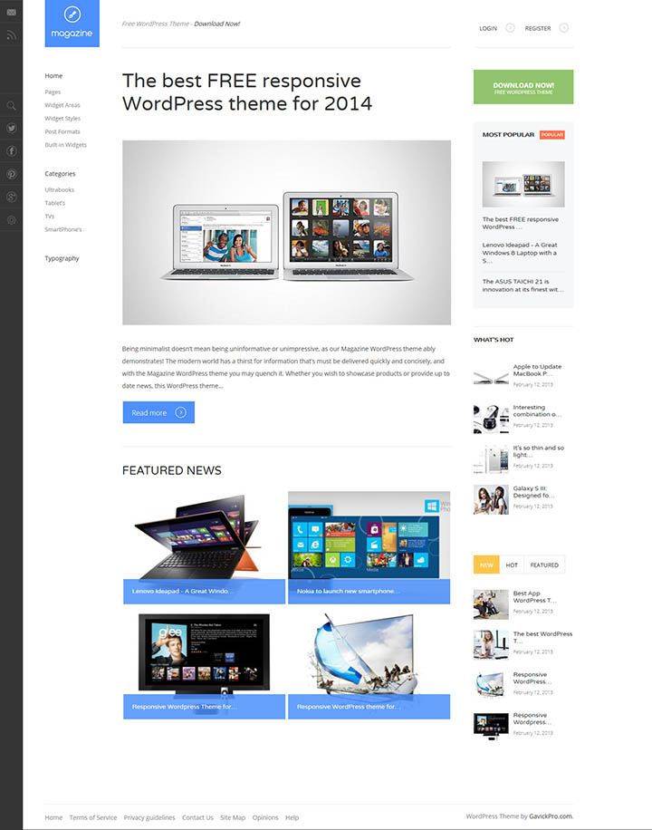 WordPress шаблон GavickPro Magazine