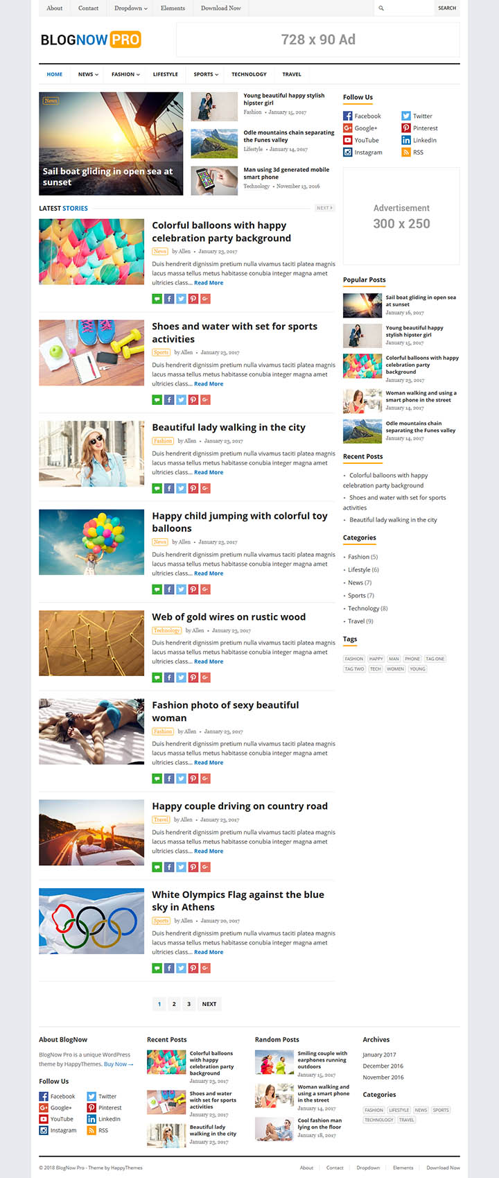 WordPress шаблон HappyThemes BlogNow