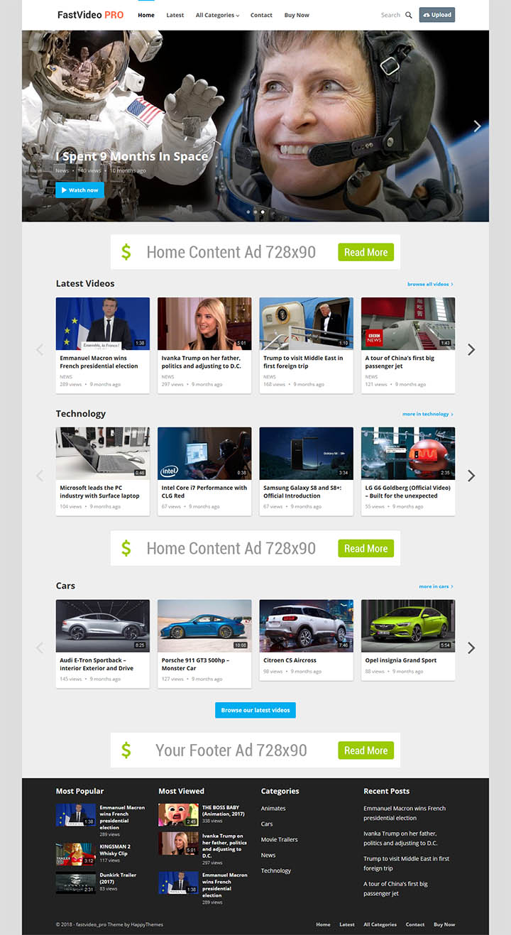 WordPress шаблон HappyThemes FastVideo