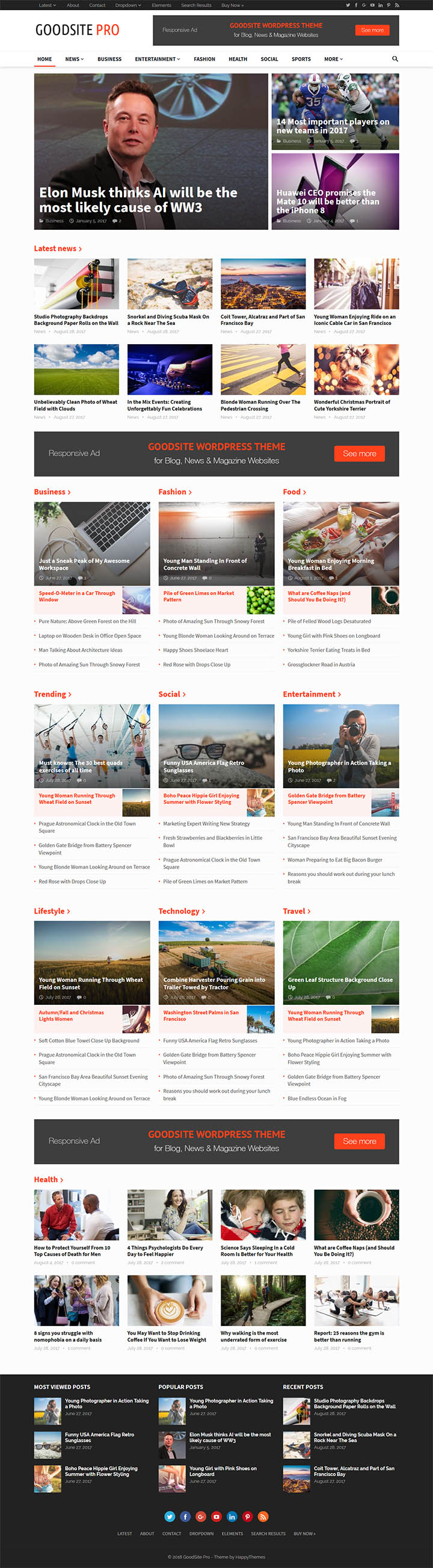 Шаблон HappyThemes GoodSite WordPress шаблон HappyThemes GoodSite