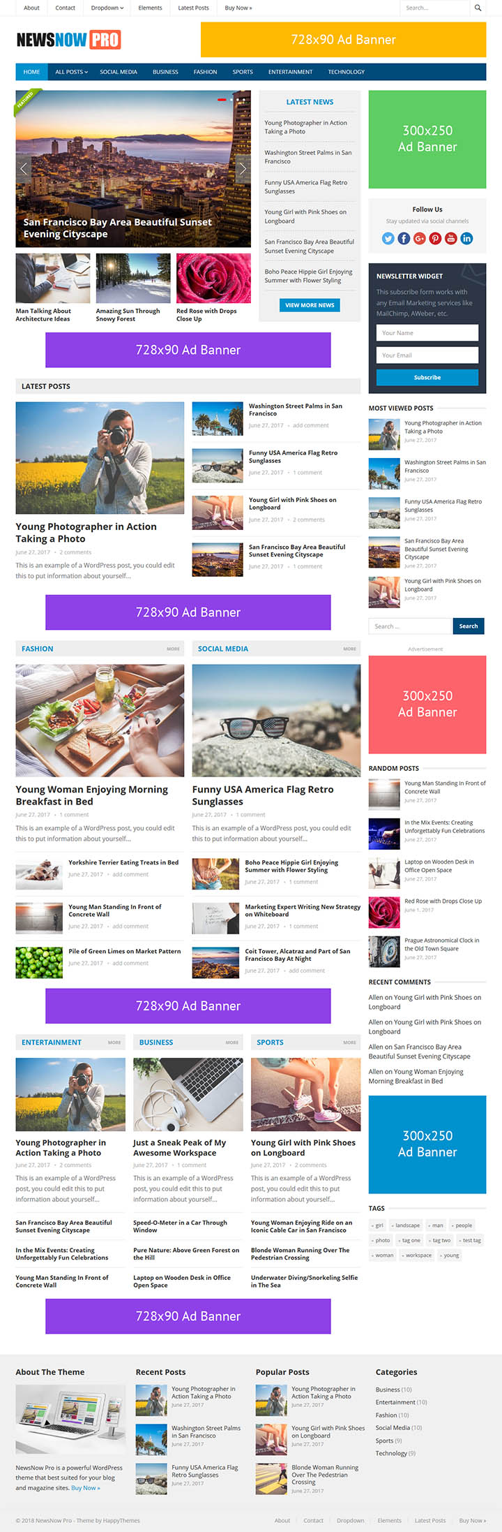 WordPress шаблон HappyThemes NewsNow