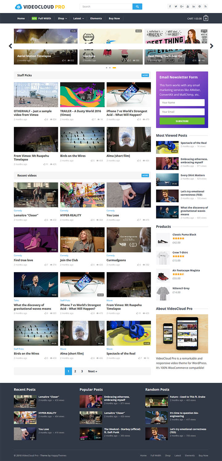 WordPress шаблон HappyThemes VideoCloud