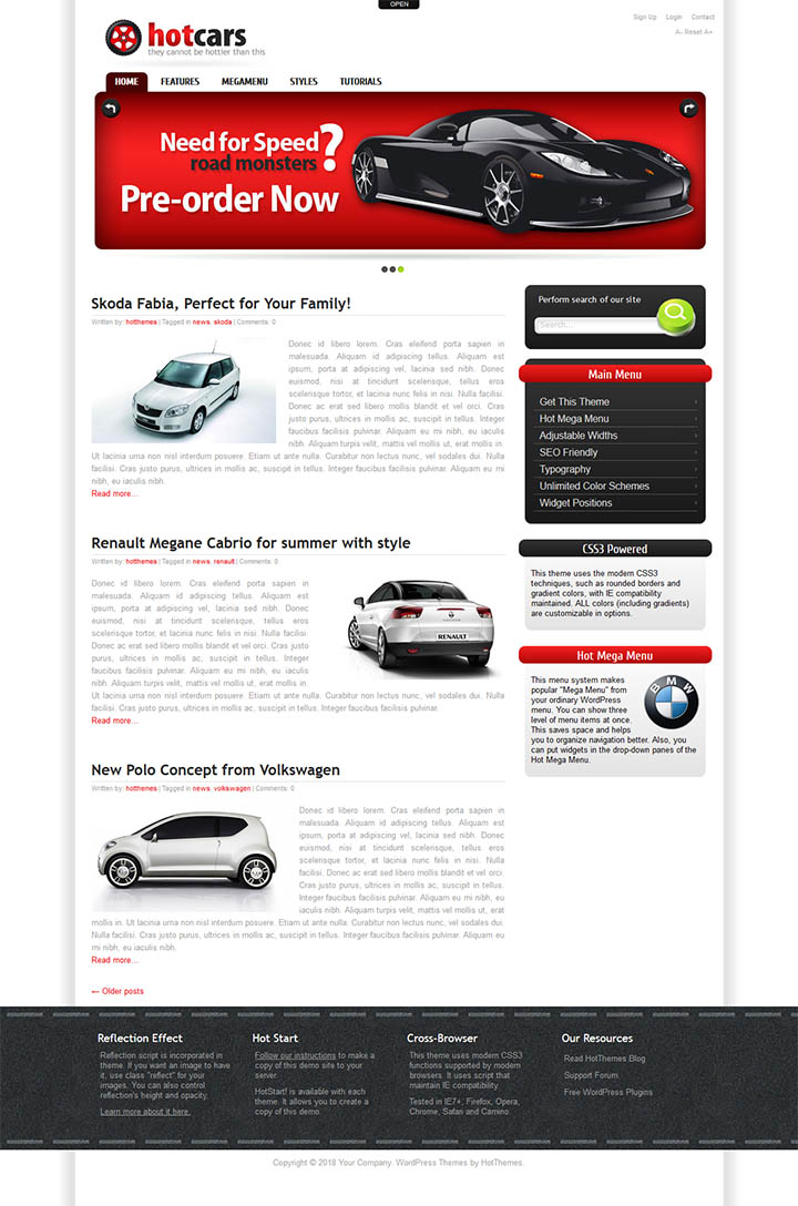 WordPress шаблон HotThemes Cars