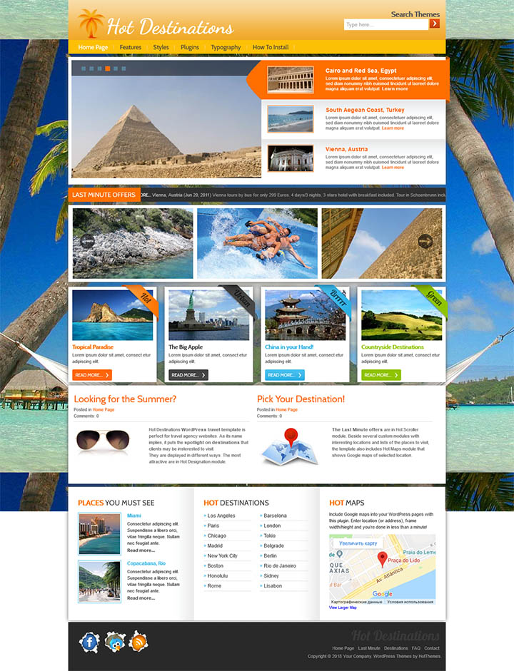 WordPress шаблон HotThemes Destinations